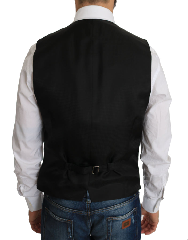 Elegante Vest Formal de mezcla de seda negra