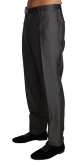 Elegante gemusterte graue Wollmischhose