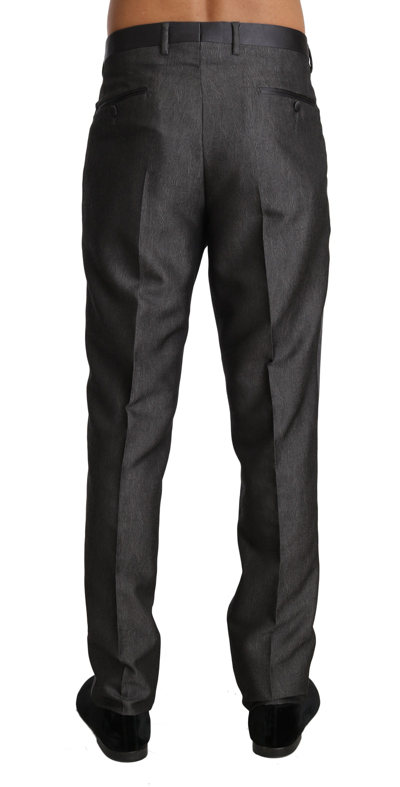 Elegante gemusterte graue Wollmischhose