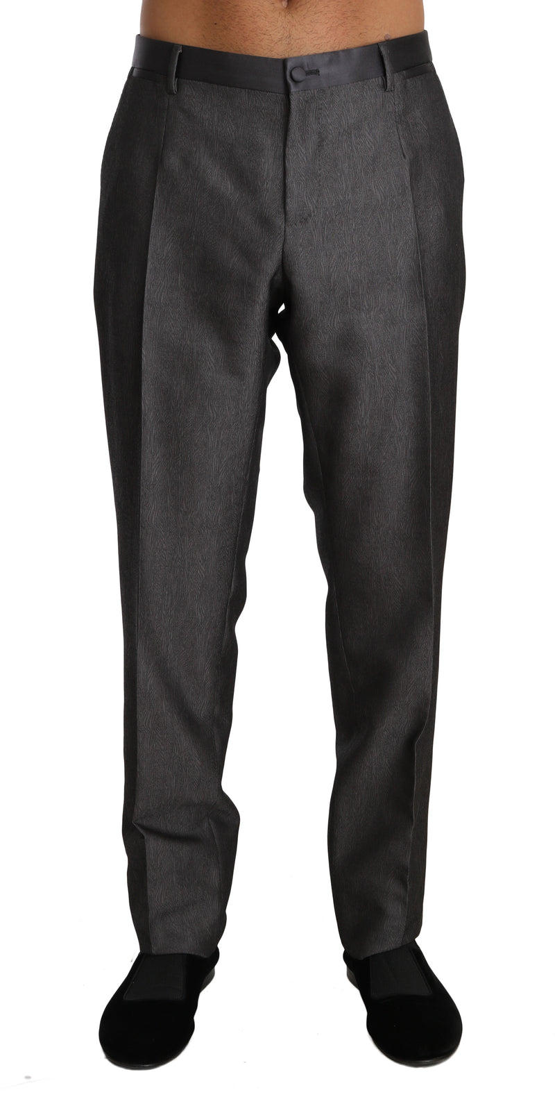 Elegante gemusterte graue Wollmischhose