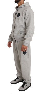 Elegant Gray Cotton Sweatsuit Ensemble