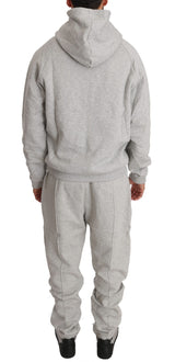 Elegant Gray Cotton Sweatsuit Ensemble