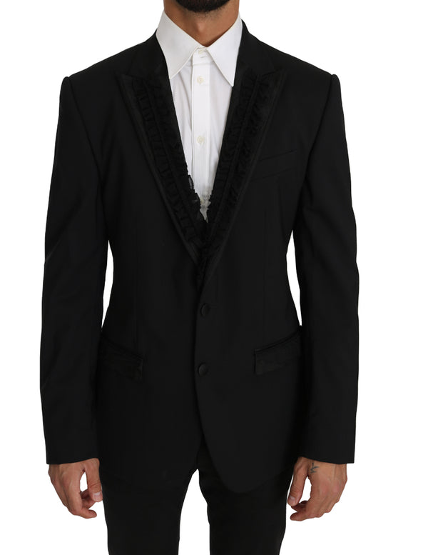 Κομψό μαύρο Slim Fit Martini Blazer Jacket