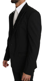 Elegante chaqueta de blazer de martini negro fit delgado