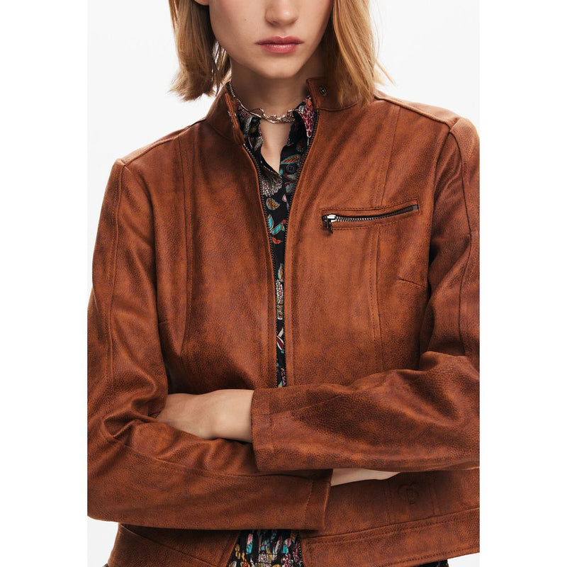 Brown Polyester Jackets & Coat