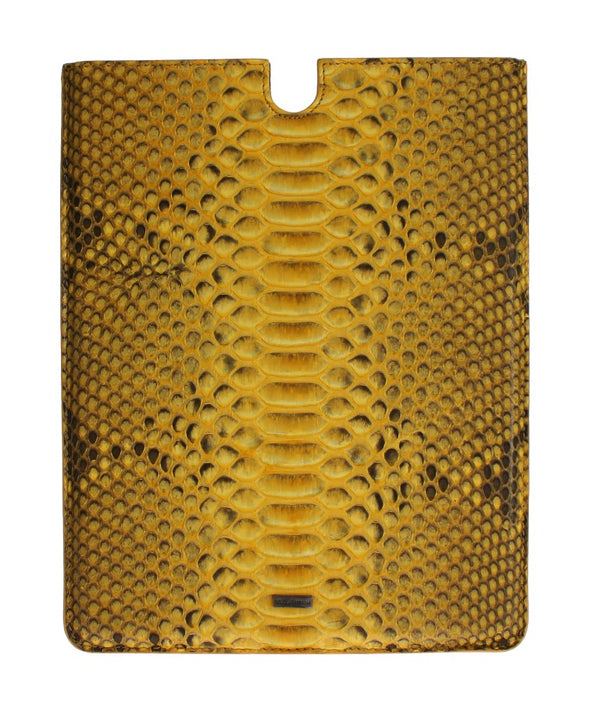 Case de tablette en peau de serpent python élégant en jaune