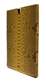 Case de tablette en peau de serpent python élégant en jaune