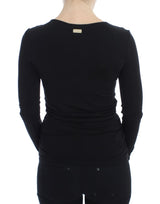 Κομψό V-neck Black Viscose μείγμα