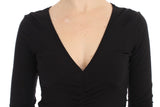 Κομψό V-neck Black Viscose μείγμα