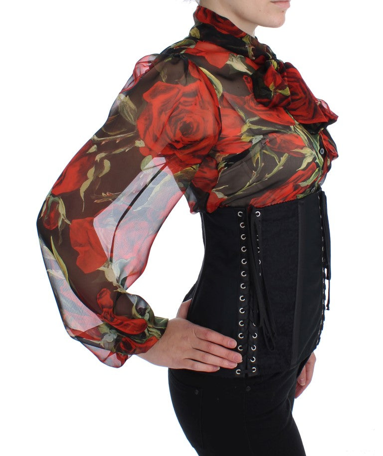 Ceinture de corset à brocart floral noir élégant