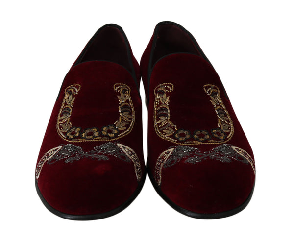 Bordeaux Velvet Paillierte Herren -Slipper