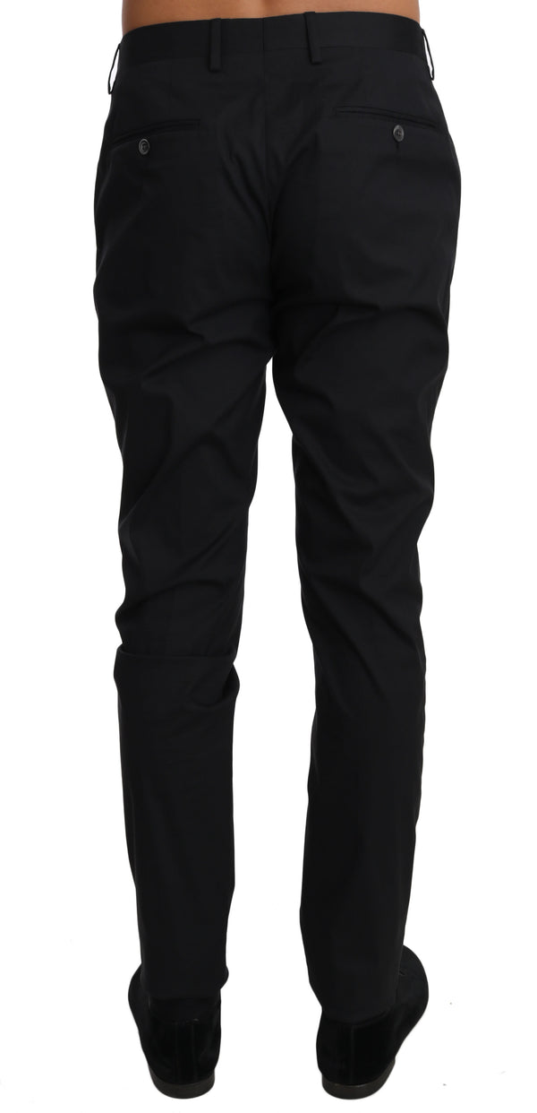 Elegantes pantalones negros de lana formal de lana