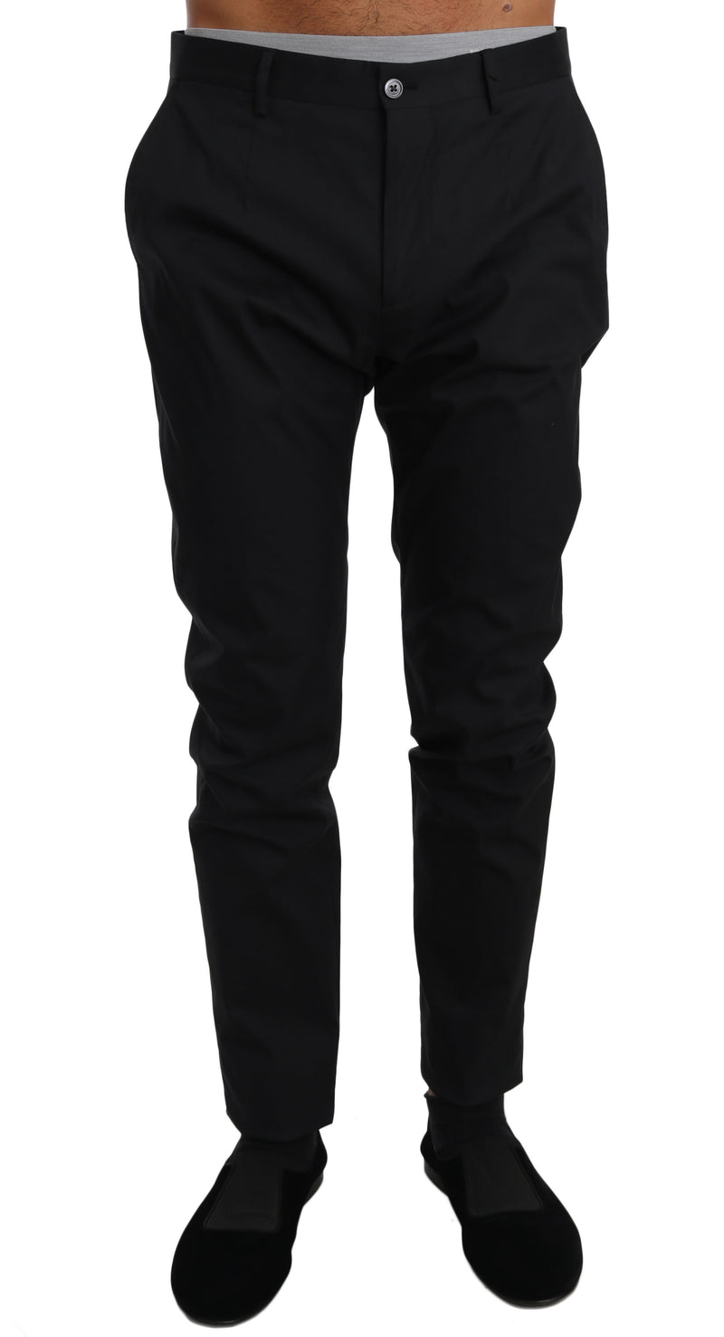 Elegantes pantalones negros de lana formal de lana