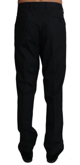 Elegantes pantalones de mezcla de lana formal negro