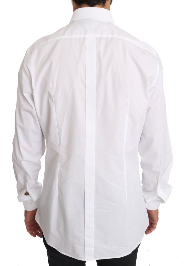 Elegante camisa de vestir de fit delgada en blanco puro