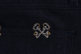 Eleganti jeans in denim ricamato ricamato