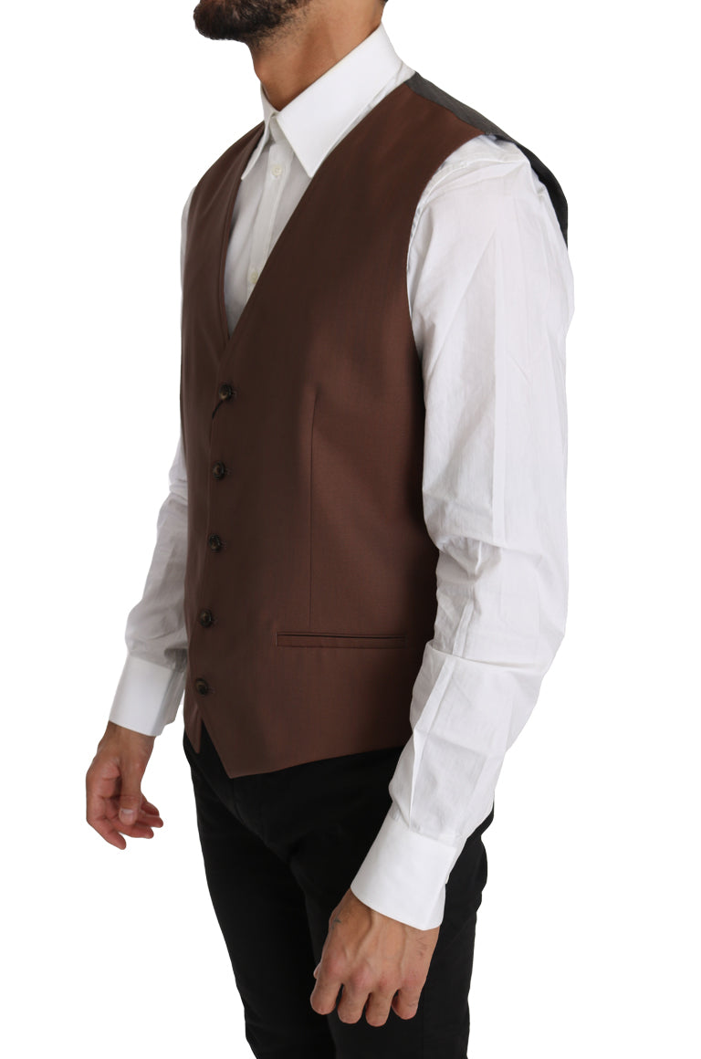 Elegante chaleco formal de bronce y gris Fit Slim