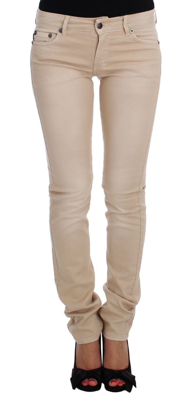 Jeans in forma slim cotone beige cotone