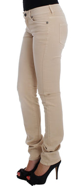 Jeans in forma slim cotone beige cotone