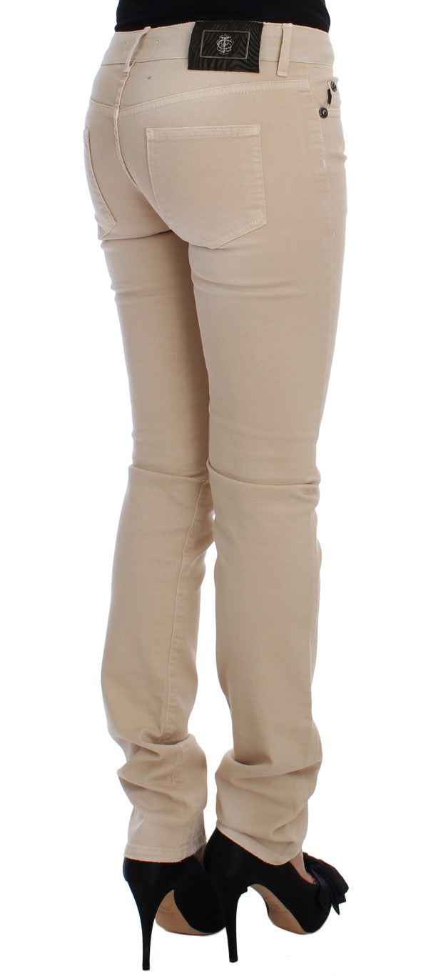 Jeans in forma slim cotone beige cotone