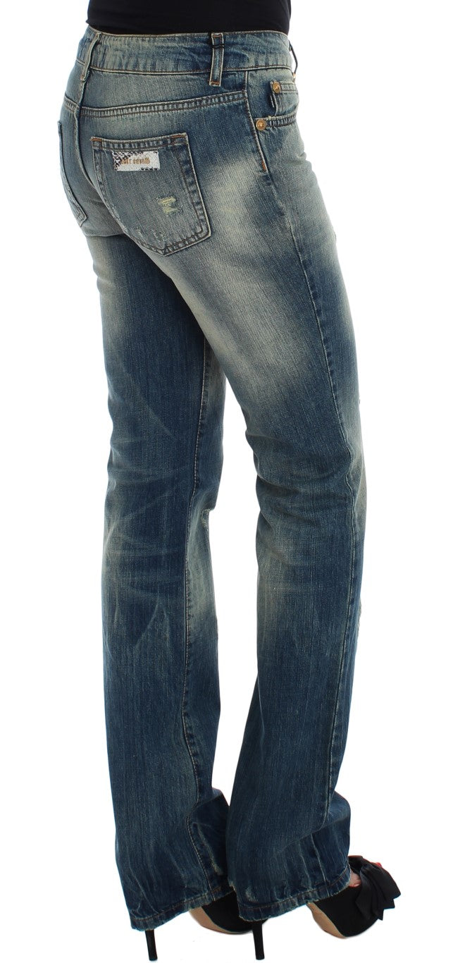 Denim de taille basse de la jambe de flair élégant