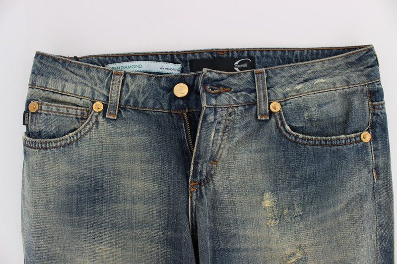 Denim de taille basse de la jambe de flair élégant