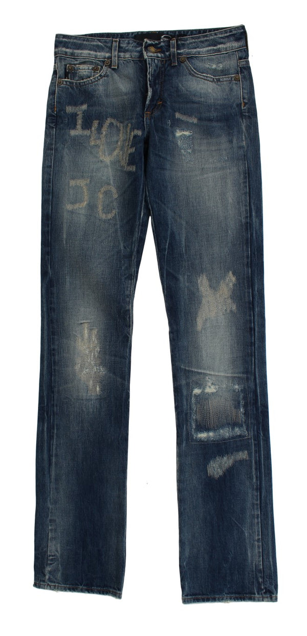 Jeans de mezclilla azul elegante FLARE FAT