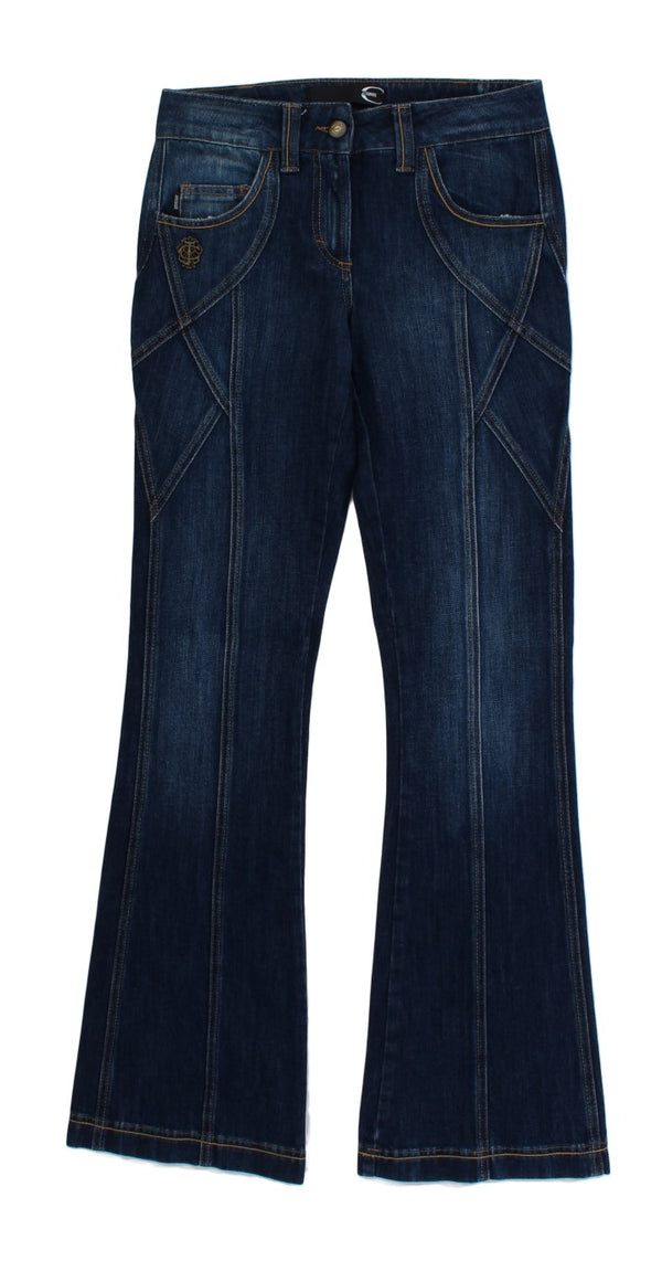 Elegante gamba di bagliore bassa denim