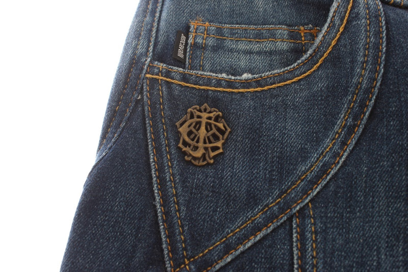 Elegante gamba di bagliore bassa denim