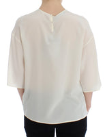 Blusa de seda de lentejuelas marfil