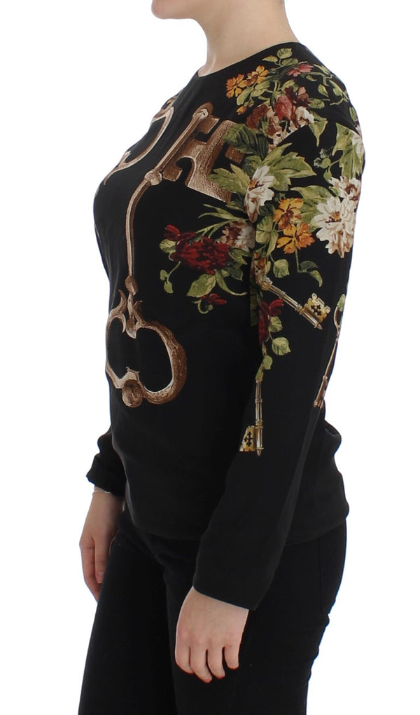 Elegante blusa de seda con estampado medieval