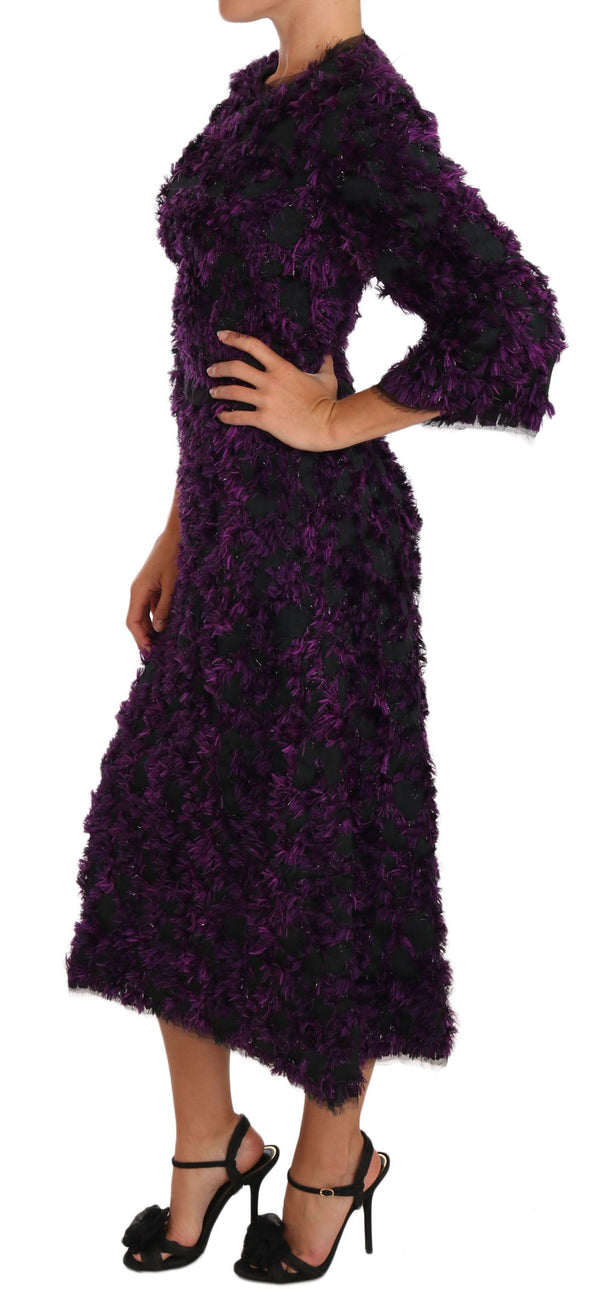 Robe de gaine à franges élégantes en violet et noir