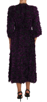 Elegant Fringe Sheath Dress in Purple & Black