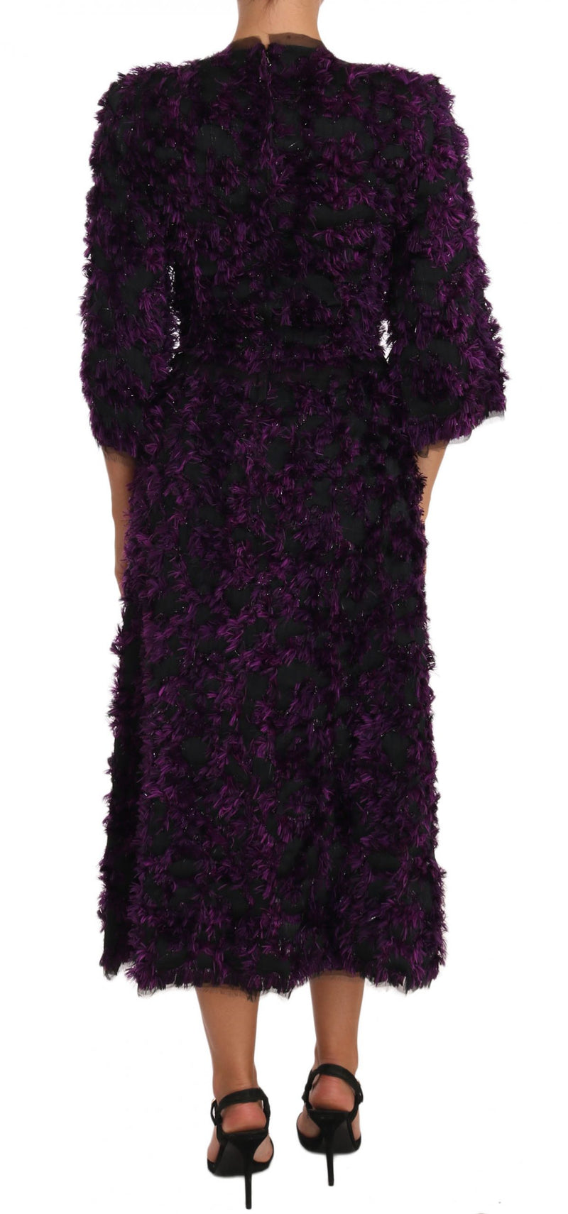 Robe de gaine à franges élégantes en violet et noir