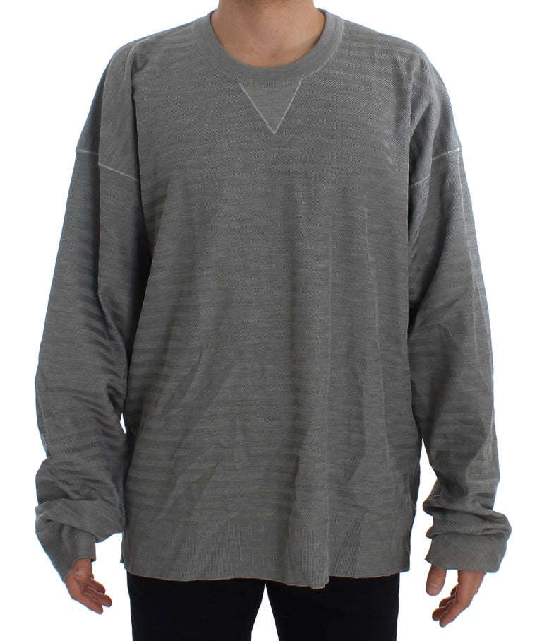 Eleganter grauer Seiden -Crewneck Pullover Pullover