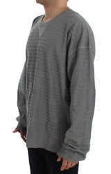 Eleganter grauer Seiden -Crewneck Pullover Pullover