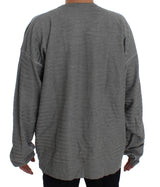 Elegant Gray Silk Crewneck Pullover Sweater