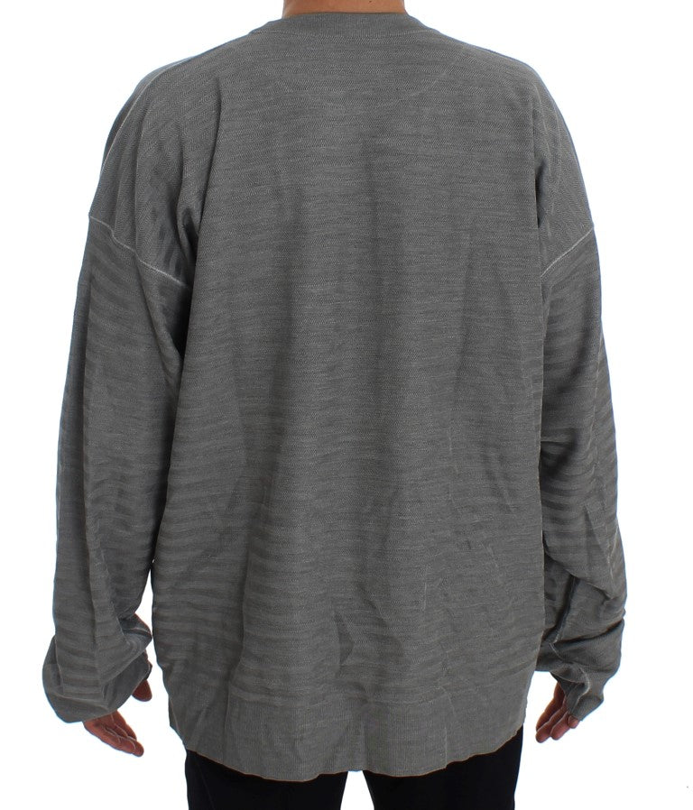 Eleganter grauer Seiden -Crewneck Pullover Pullover