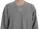 Eleganter grauer Seiden -Crewneck Pullover Pullover