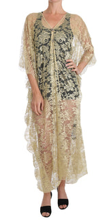 Goldener Blumenspitzen Kaftan Sundress