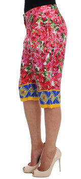 Πολύχρωμα Floral Silk Capri παντελόνι