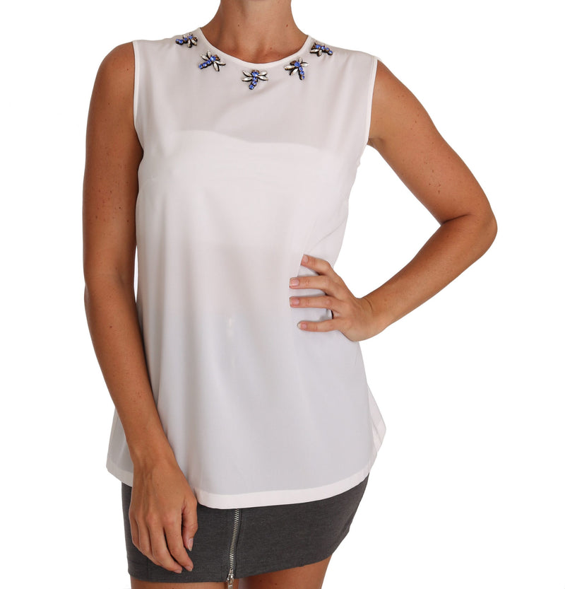 Elegante blusa de seda sin mangas sin mangas