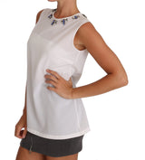 Elegante blusa de seda sin mangas sin mangas