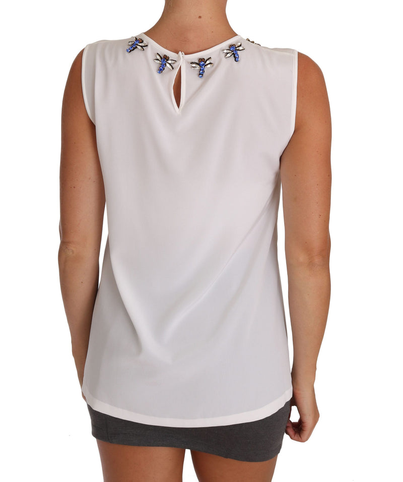 Elegante blusa de seda sin mangas sin mangas