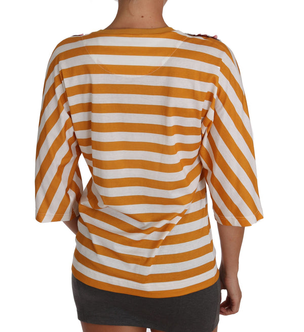 Blusa de lentejuelas de firenze en naranja y blanco