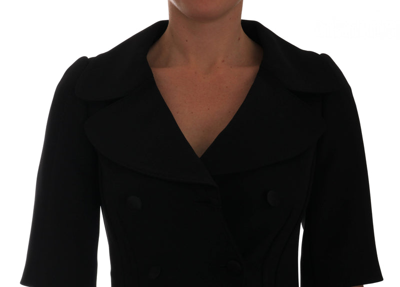 Chic negro blazer de doble pecho cortado