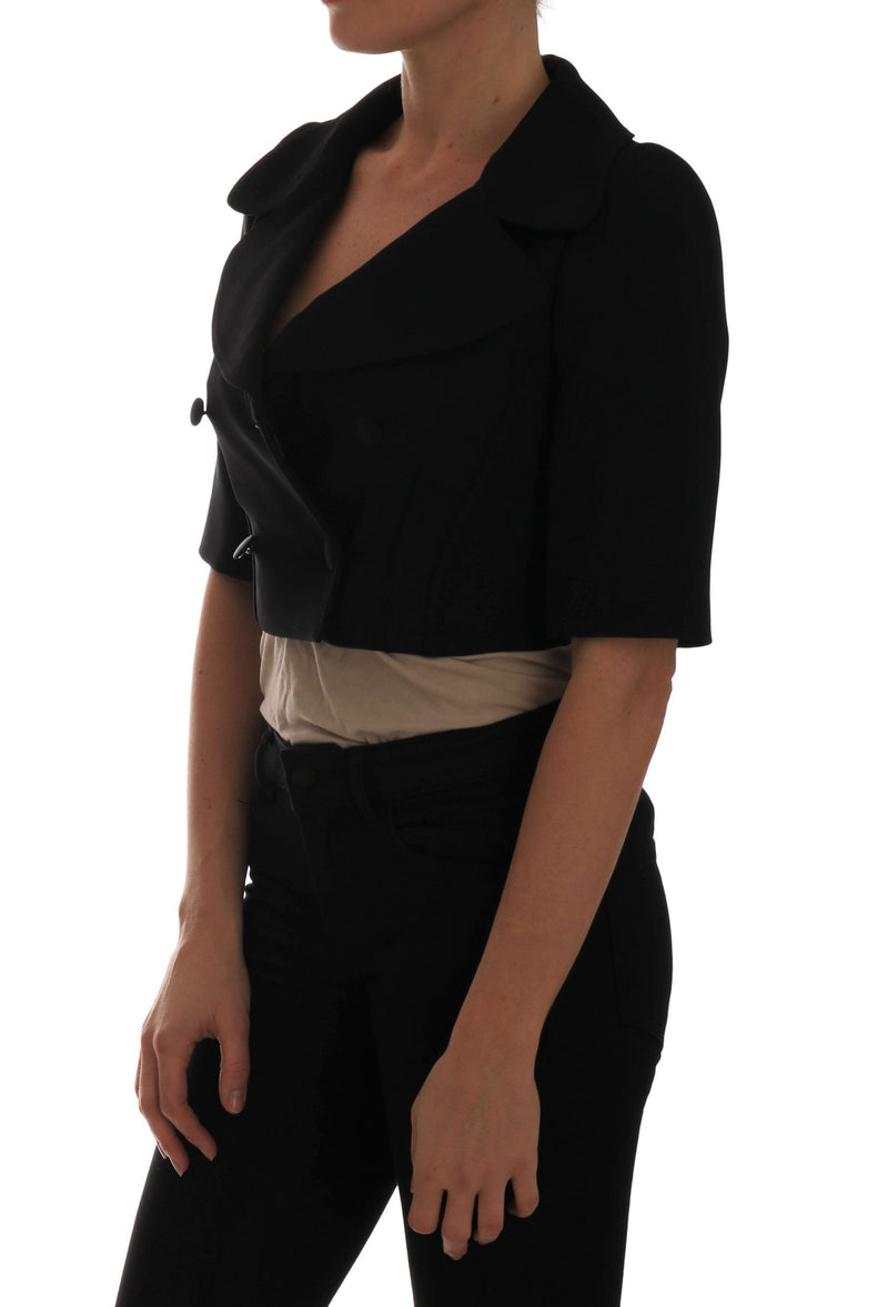 Chic negro blazer de doble pecho cortado