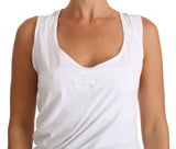 Elegante camiseta de camada de tanques blancas de unión blanca