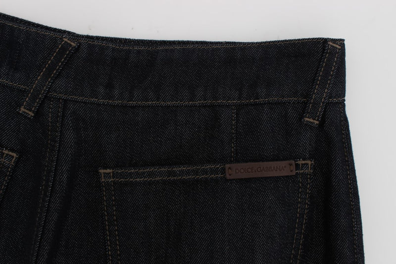 Jeans à taille haute de taille haute en bleu foncé