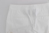 Eleganti pantaloni abiti da taglio floreale bianco